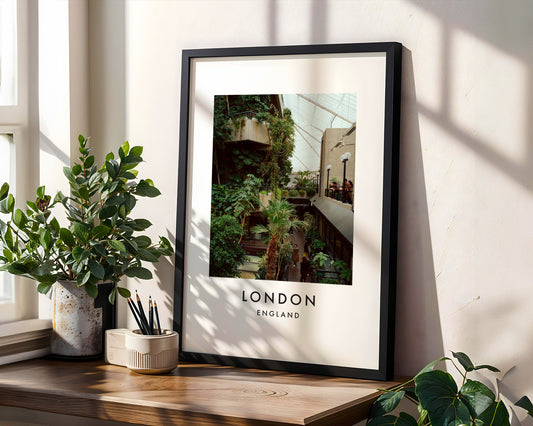 Barbican Conservatory Tropical Plants Interior - London analogue photography poster print in modern room setting