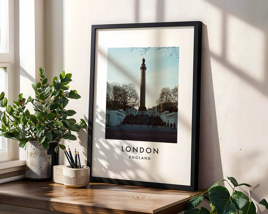 Duke of York Column The Mall Steps Twilight - London analogue photography poster print in modern room setting
