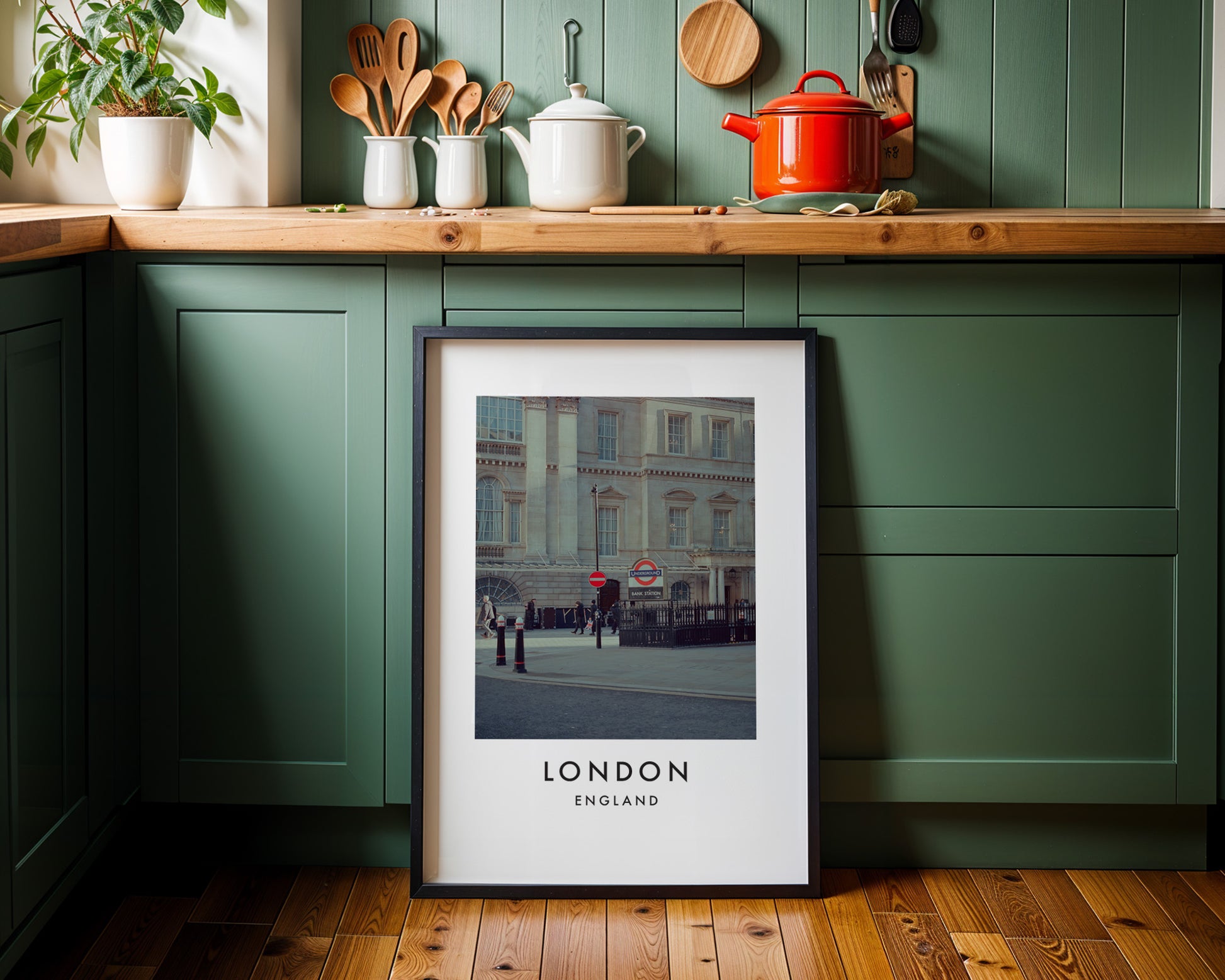 Bank Station Underground Entrance Classical - London analogue photography poster print on minimalist white wall