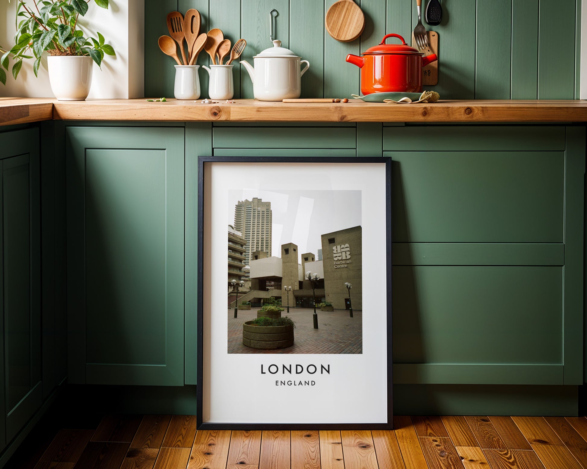 Barbican Centre Entrance Sign Brutalist - London analogue photography poster print on minimalist white wall