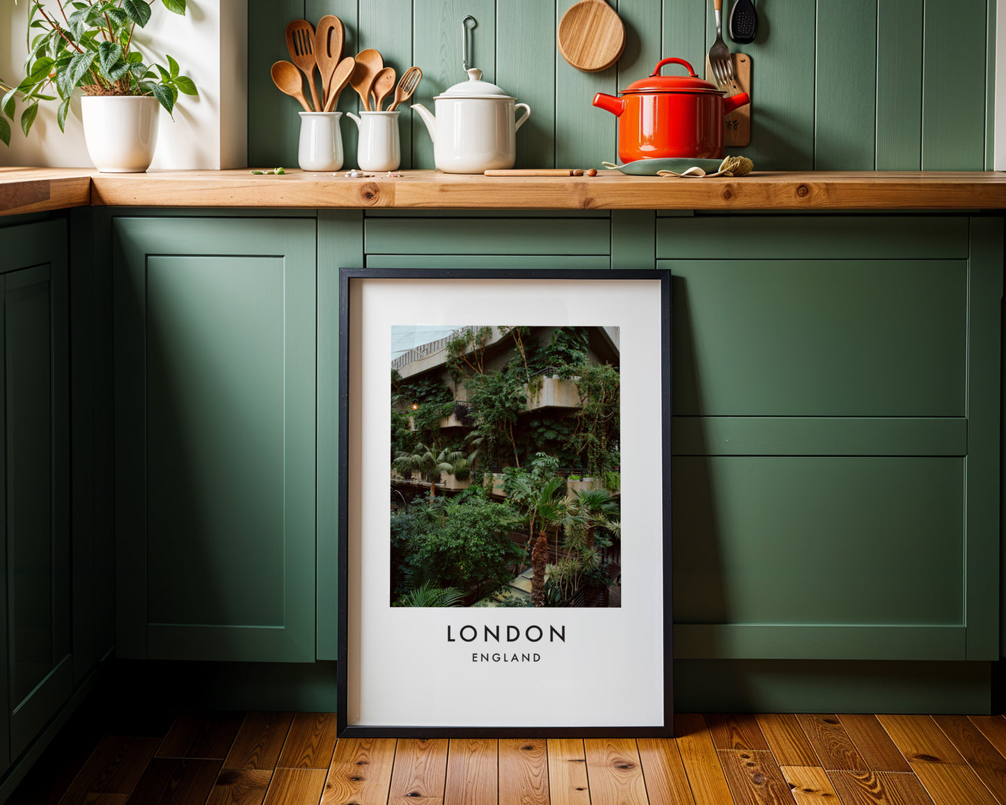 Barbican Conservatory Lush Green Plants Concrete - London analogue photography poster print on minimalist white wall