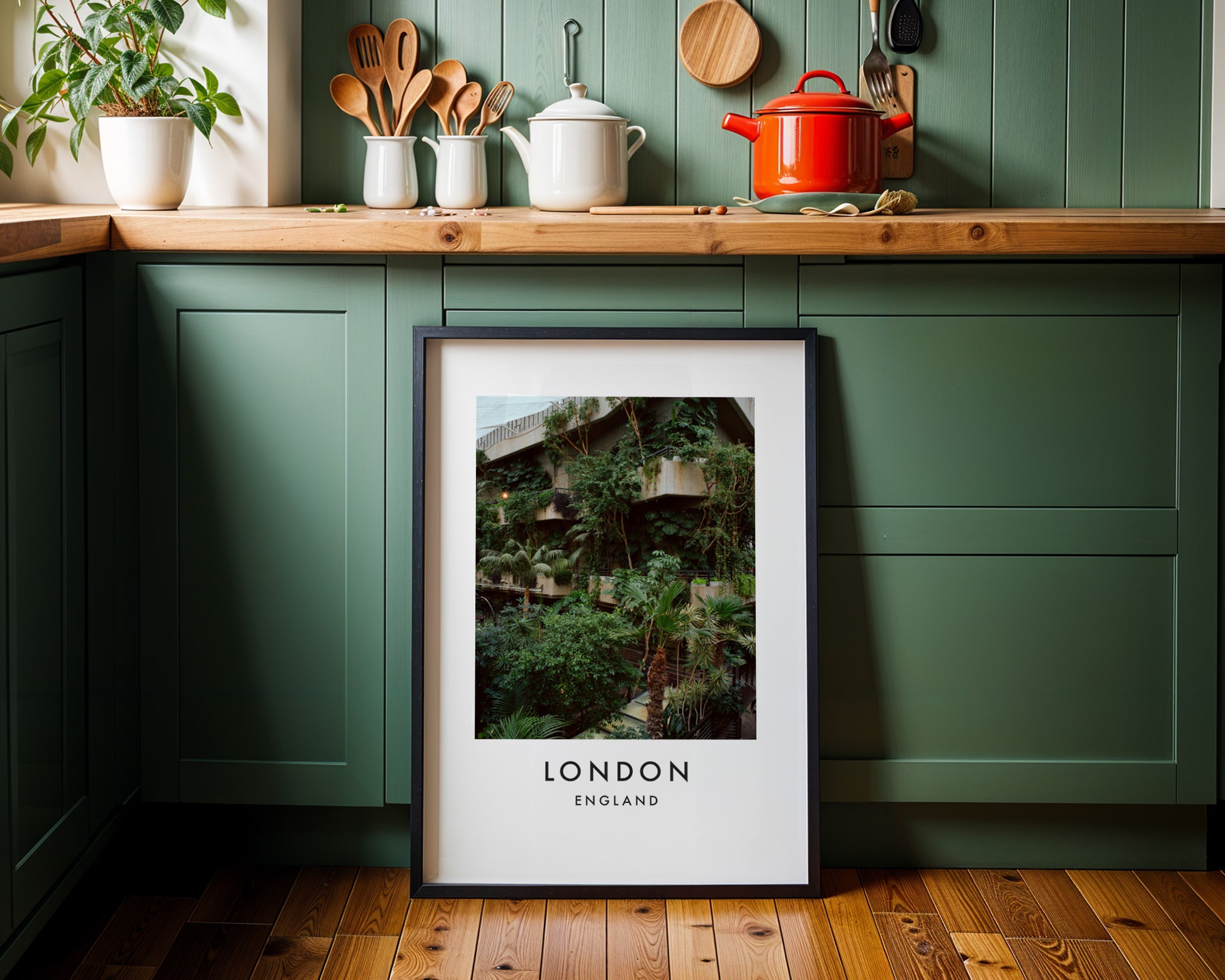 Barbican Conservatory Lush Green Plants Concrete - London analogue photography poster print on minimalist white wall