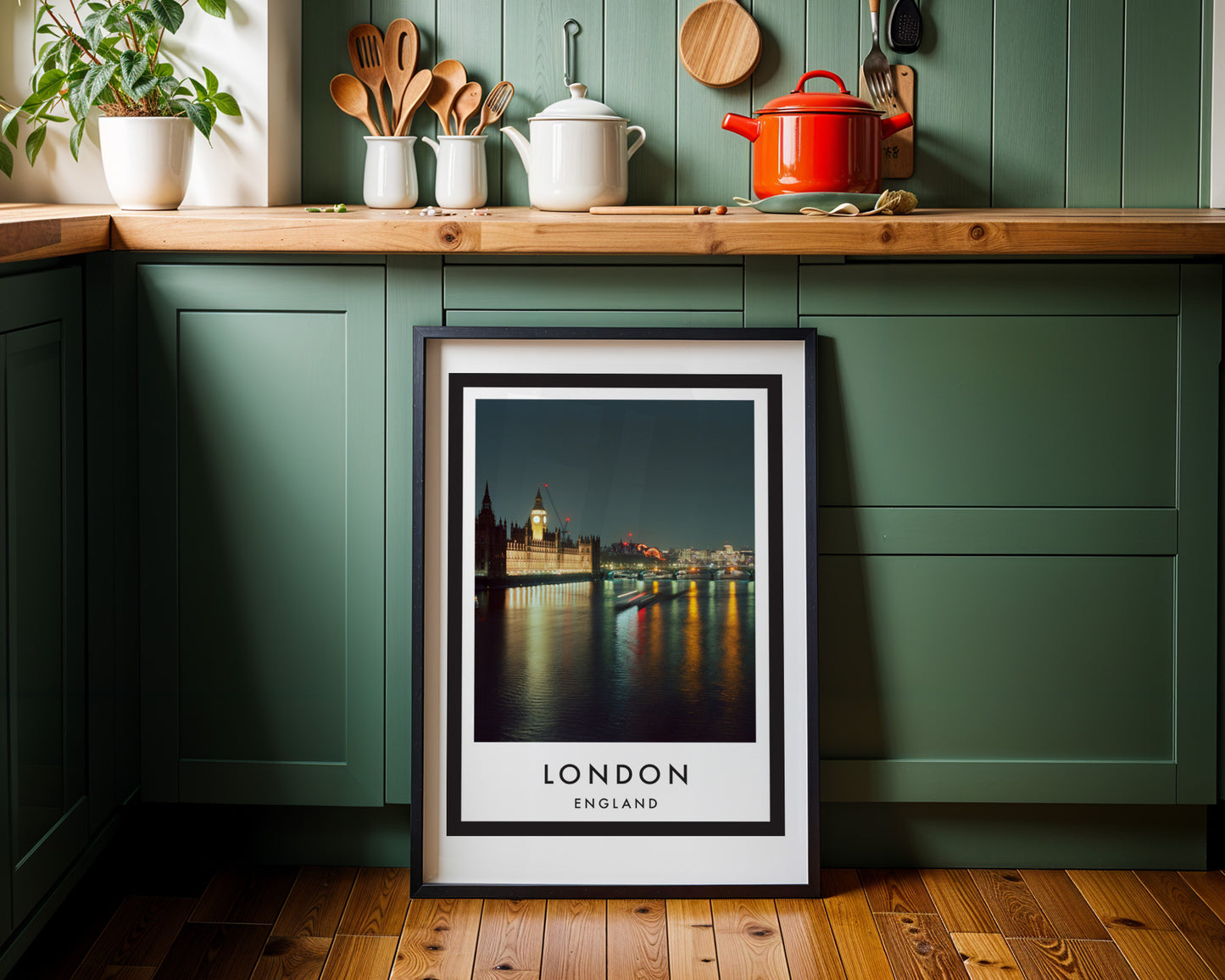 Big Ben Parliament Close Up Night Thames - London analogue photography poster print on minimalist white wall