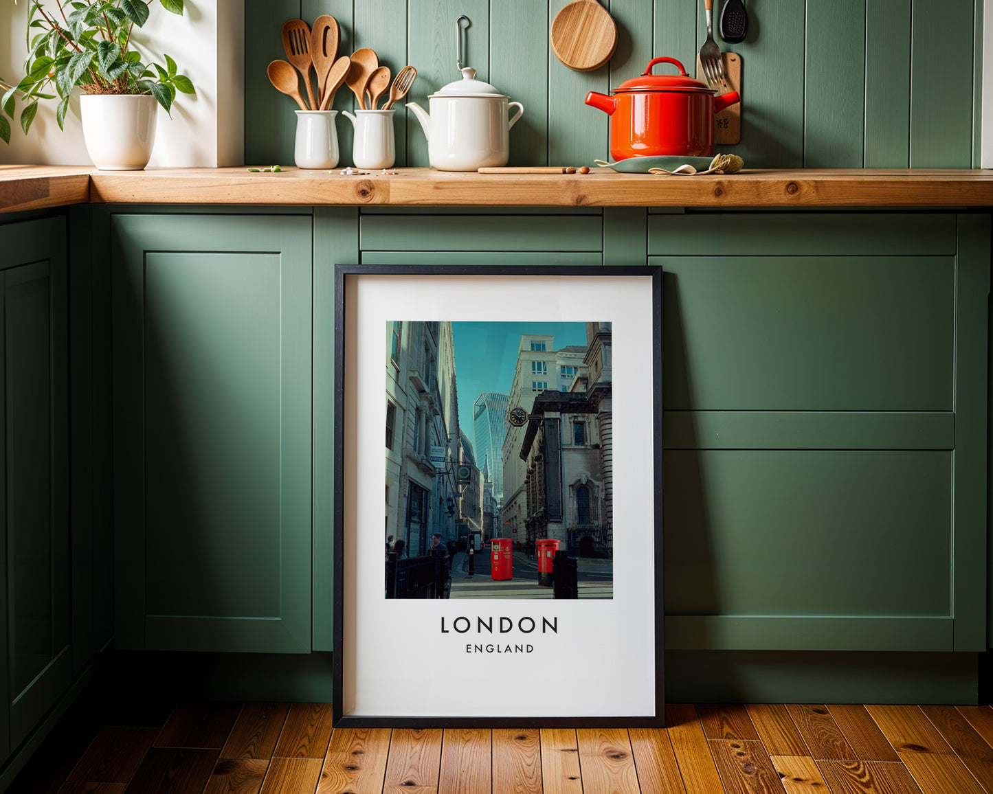 City of London Street Red Post Boxes Walkie Talkie - London analogue photography poster print on minimalist white wall