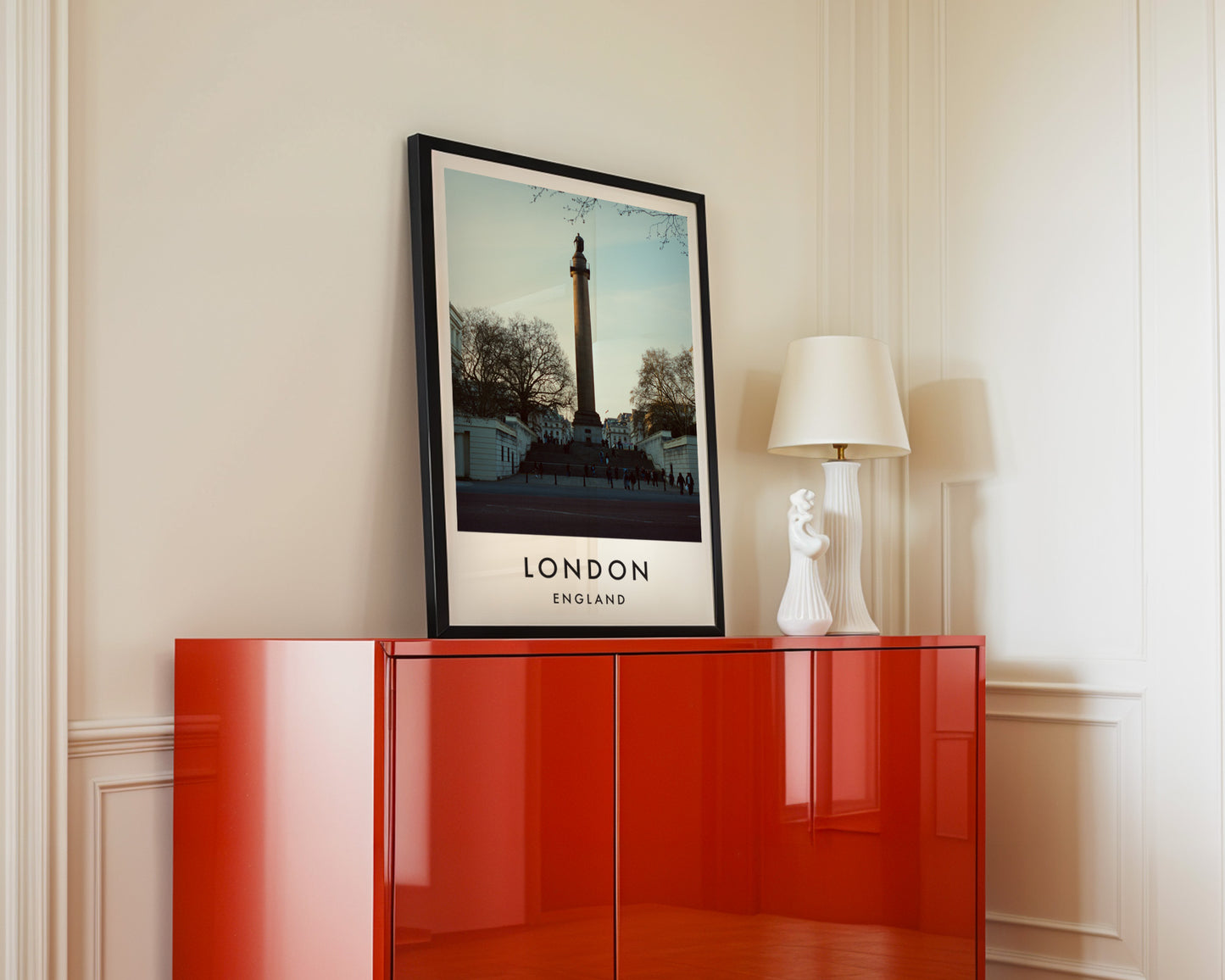 Duke of York Column The Mall Steps Twilight - London analogue photography poster print in interior design setting