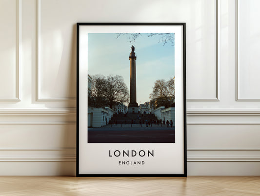 Duke of York Column The Mall Steps Twilight - London analogue photography poster print on white panelled wall
