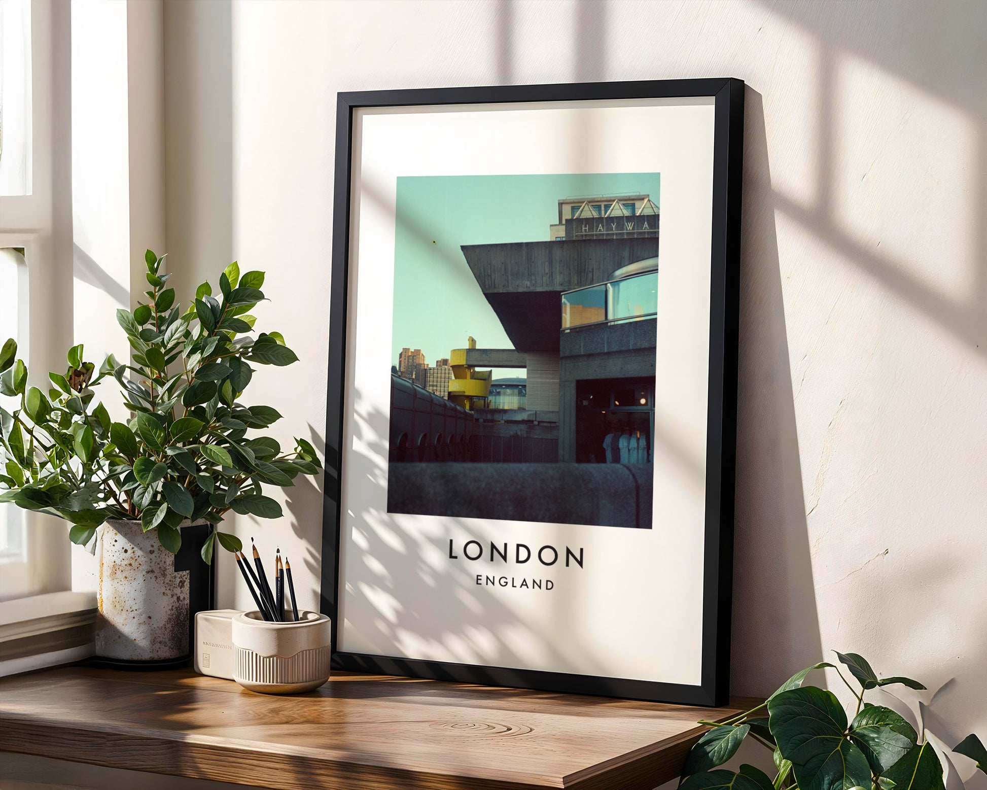 Hayward Gallery South Bank Brutalist - London analogue photography poster print in modern room setting
