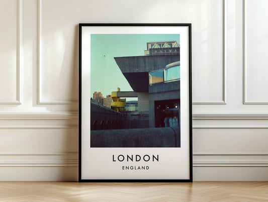 Hayward Gallery South Bank Brutalist - London analogue photography poster print on white panelled wall