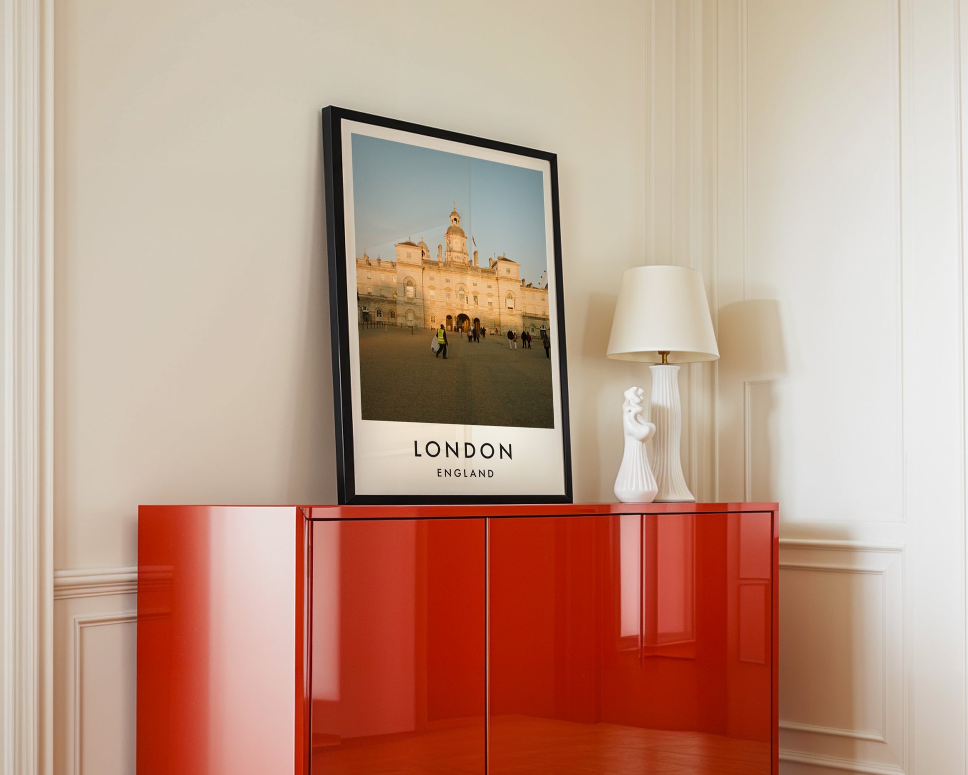 Horse Guards Parade Ground Golden Hour - London analogue photography poster print in interior design setting