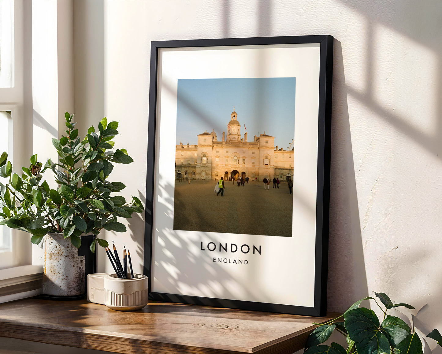 Horse Guards Parade Ground Golden Hour - London analogue photography poster print in modern room setting
