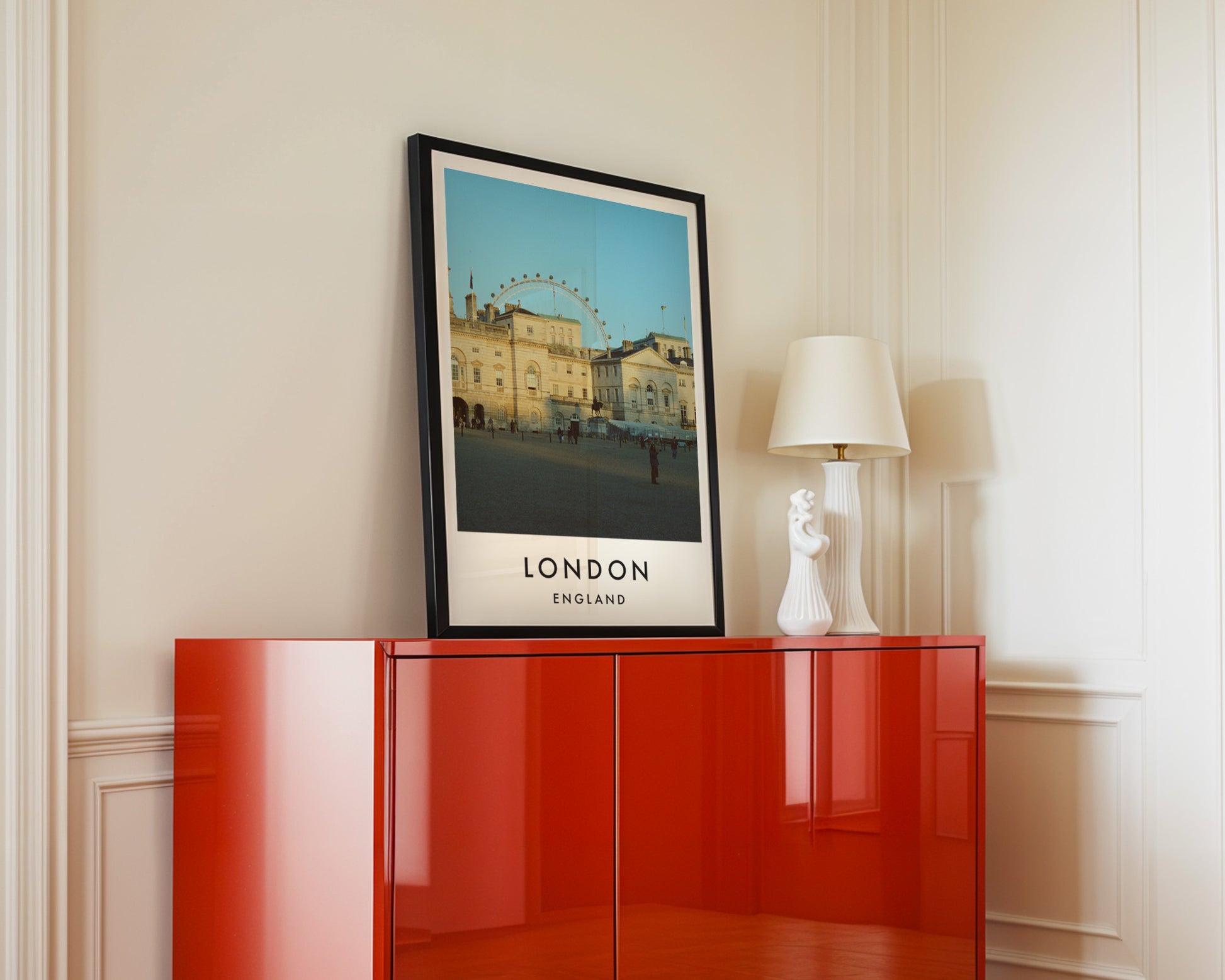 Horse Guards Parade London Eye Closer View - London analogue photography poster print in interior design setting