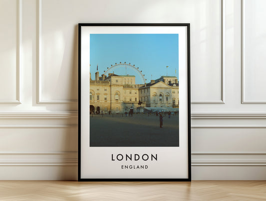 Horse Guards Parade London Eye Closer View - London analogue photography poster print on white panelled wall