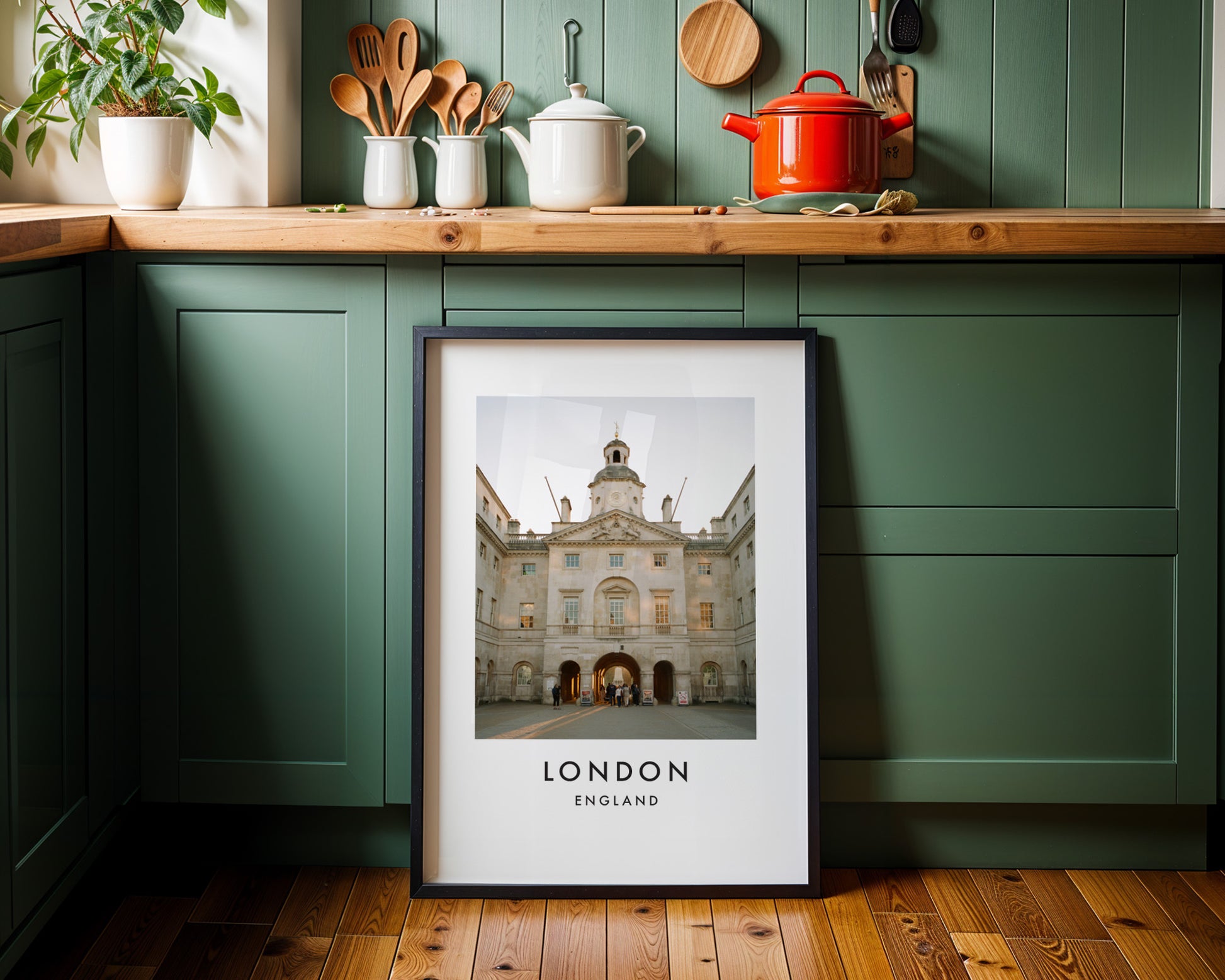 Horse Guards Parade Whitehall Arch Clock Tower - London analogue photography poster print on minimalist white wall