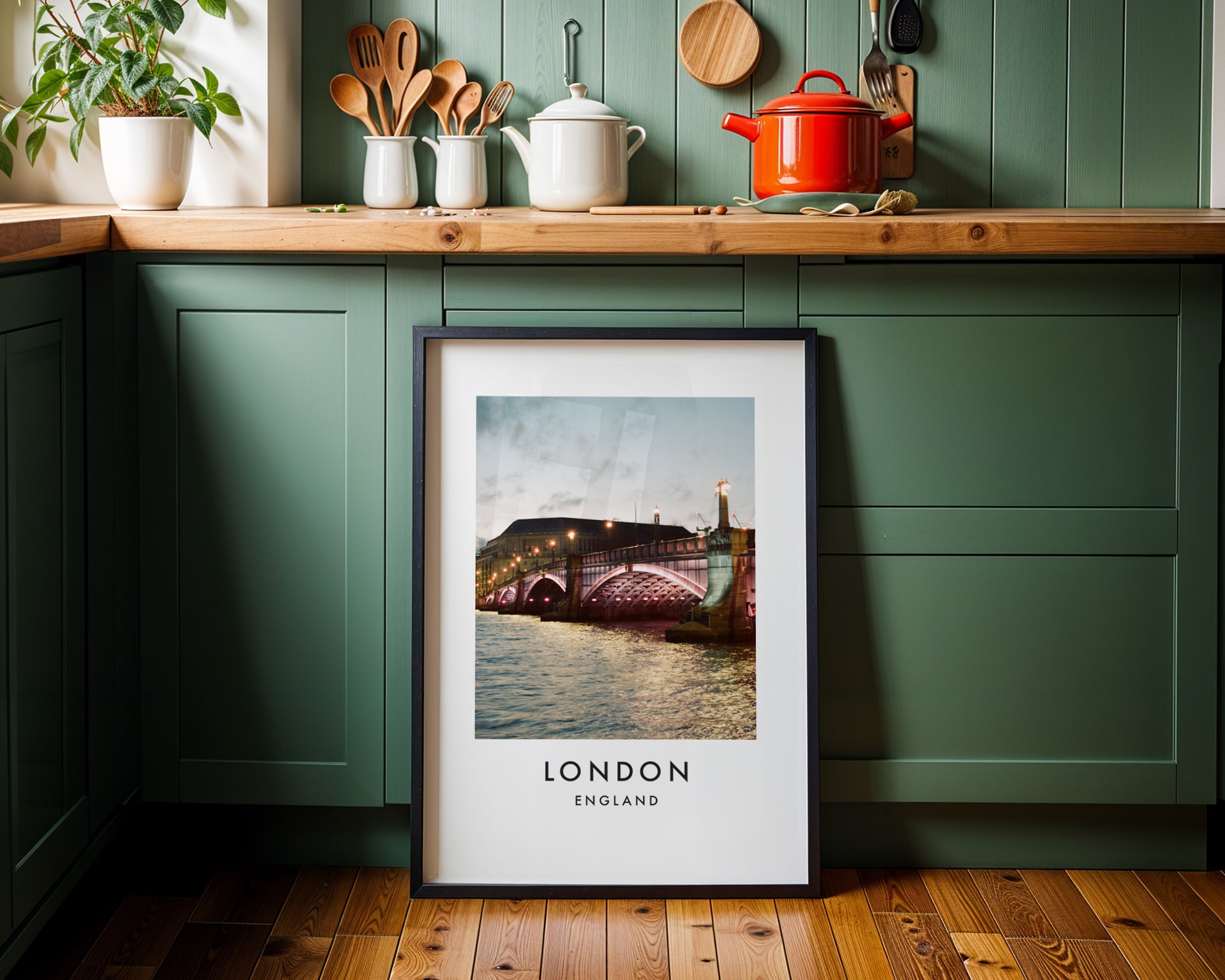 Lambeth Bridge Arches Twilight Thames - London analogue photography poster print on minimalist white wall