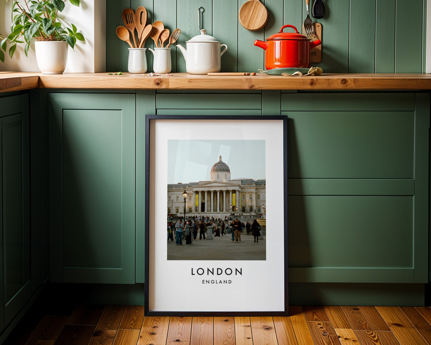 National Gallery Trafalgar Square Crowds - London analogue photography poster print on minimalist white wall