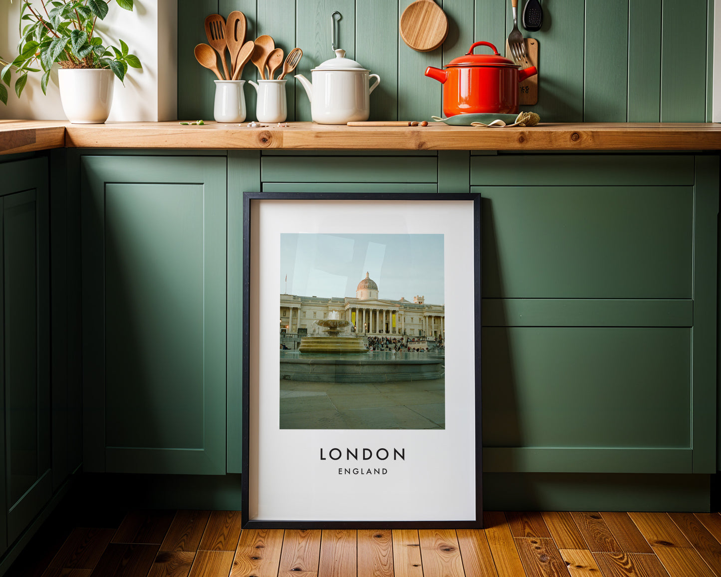 National Gallery Trafalgar Square Fountain - London analogue photography poster print on minimalist white wall
