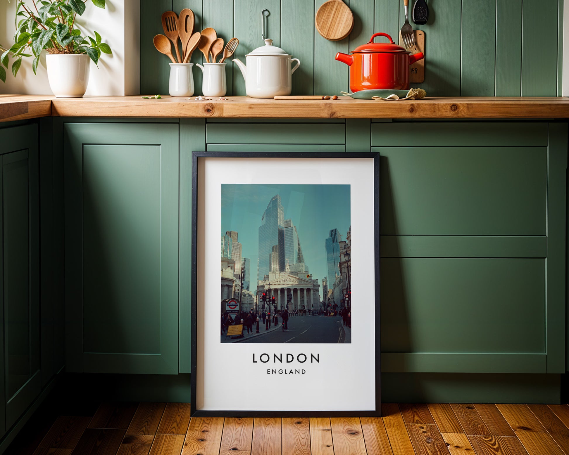 Royal Exchange Bank Junction City Skyscrapers - London analogue photography poster print on minimalist white wall