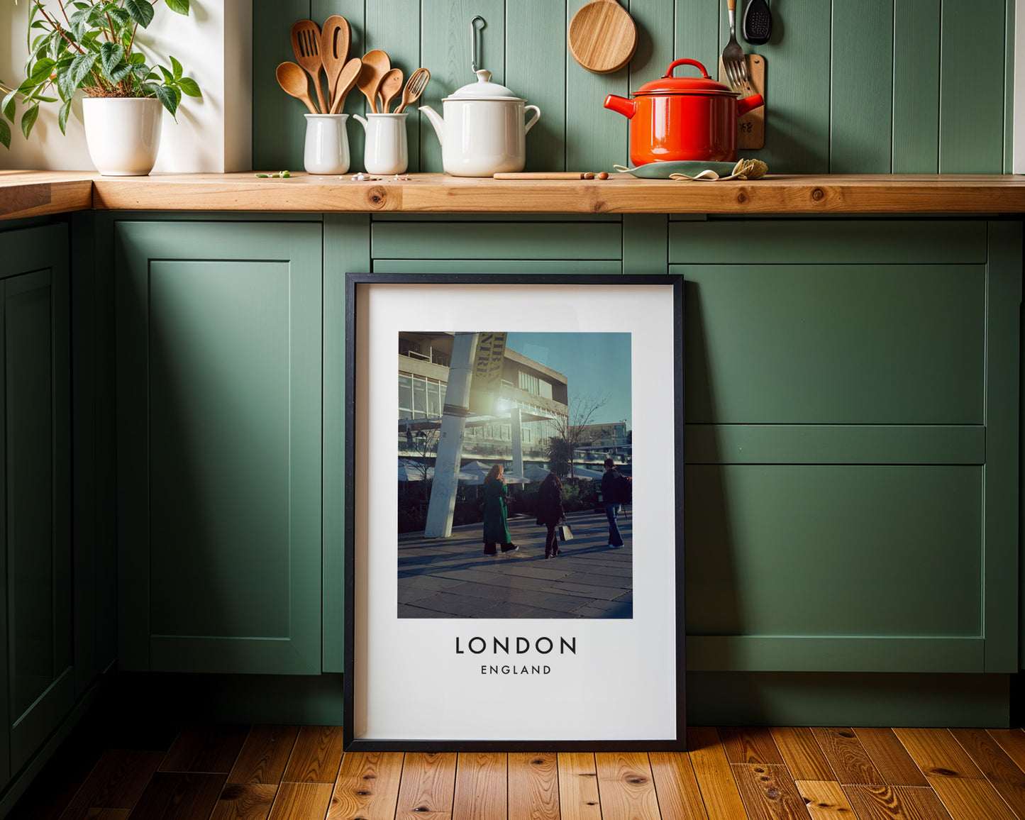 South Bank Pedestrians National Theatre Sunshine - London analogue photography poster print on minimalist white wall