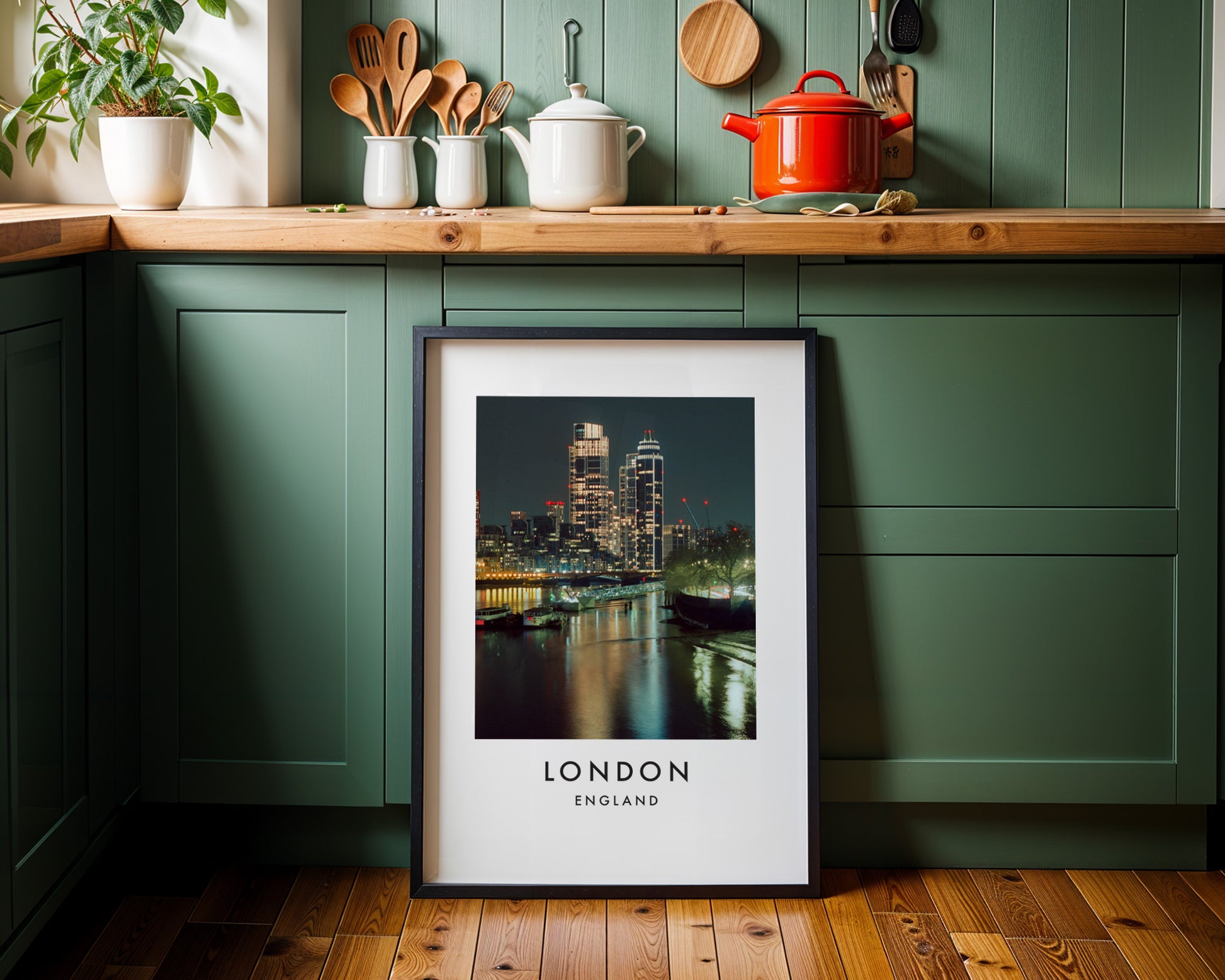 St George Wharf Tower Vauxhall Night Thames - London analogue photography poster print on minimalist white wall