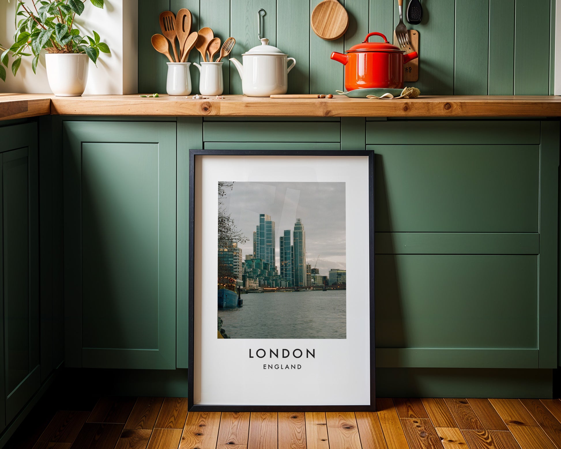 St George Wharf Tower Vauxhall Thames Daytime - London analogue photography poster print on minimalist white wall