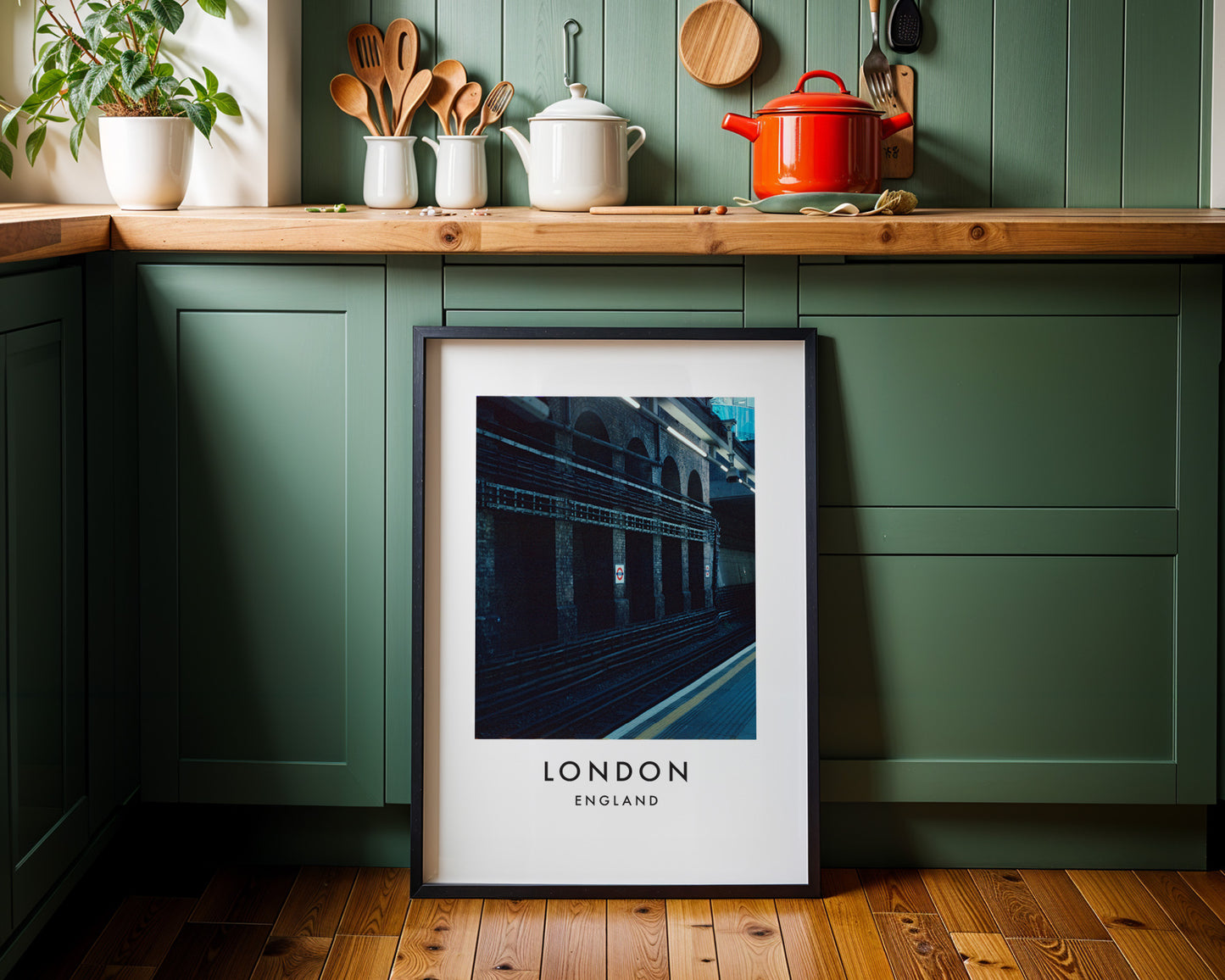 Underground Station Platform Dark Arches Victorian - London analogue photography poster print on minimalist white wall
