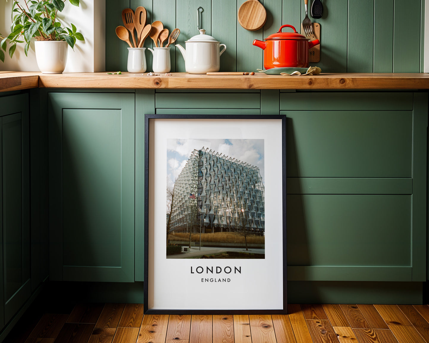 US Embassy Nine Elms Crystalline Facade - London analogue photography poster print on minimalist white wall