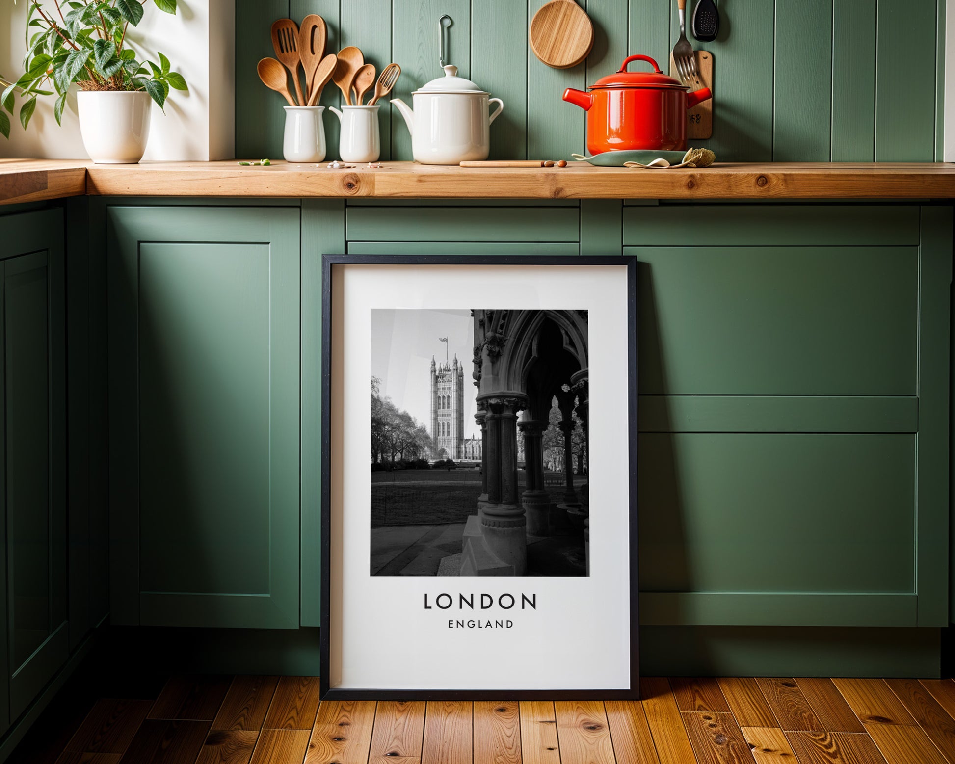 Victoria Tower Gothic Arches Black and White - London analogue photography poster print on minimalist white wall