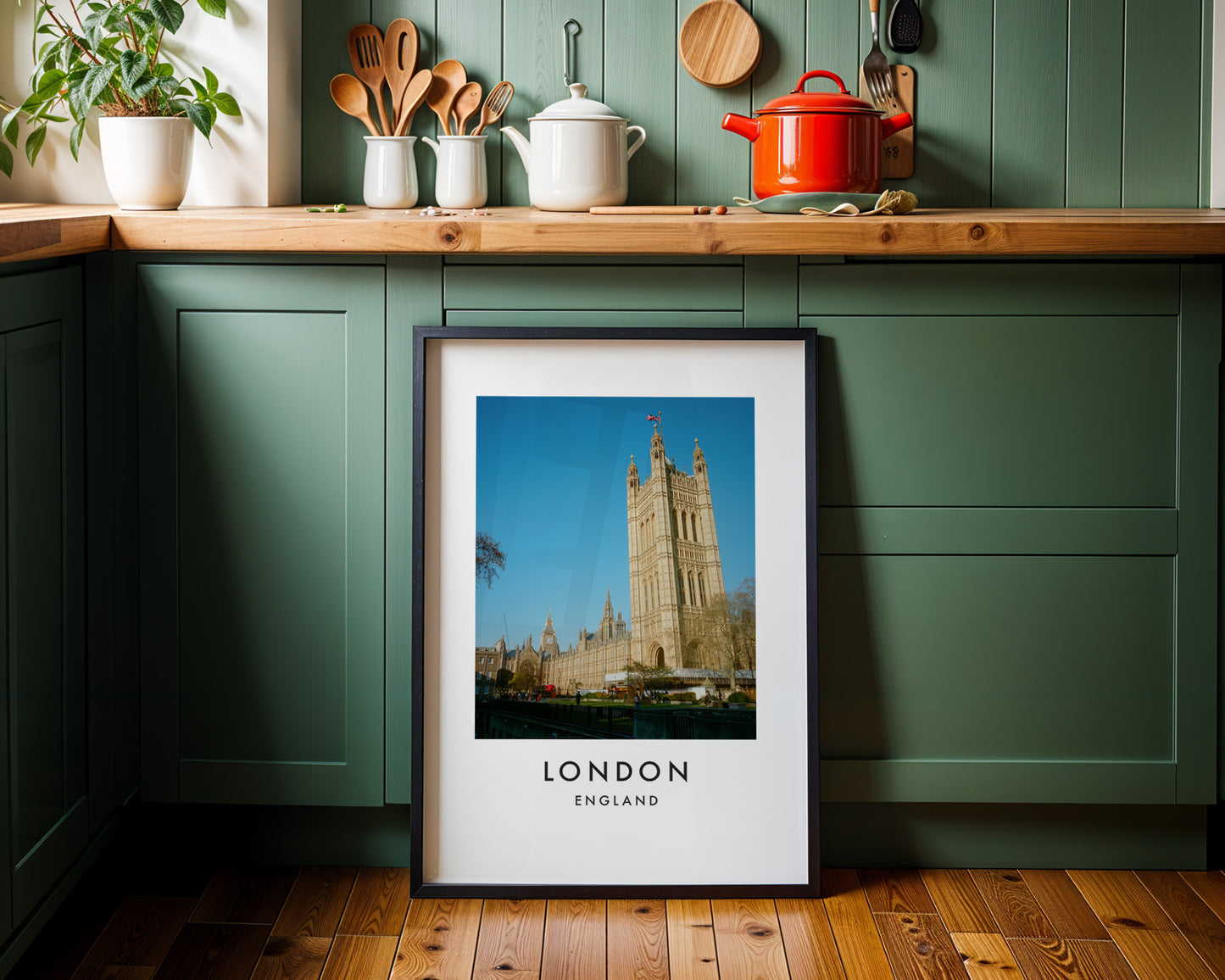Victoria Tower Palace of Westminster Garden Wide - London analogue photography poster print on minimalist white wall