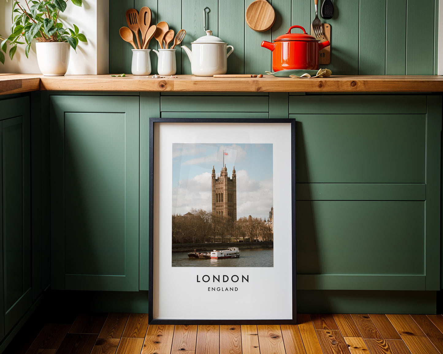 Victoria Tower Thames Boat Daytime - London analogue photography poster print on minimalist white wall