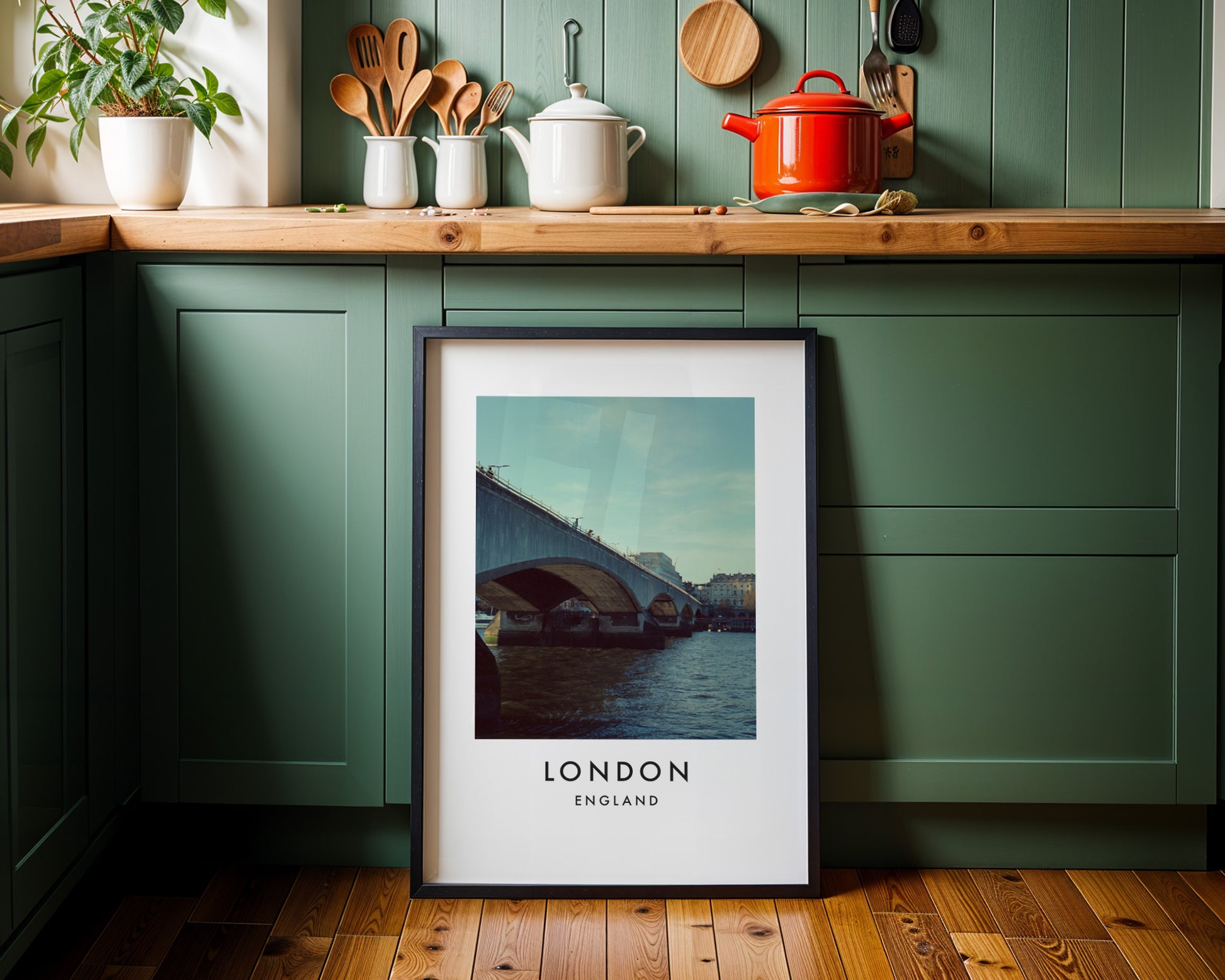 Waterloo Bridge Concrete Arches Thames Daytime - London analogue photography poster print on minimalist white wall